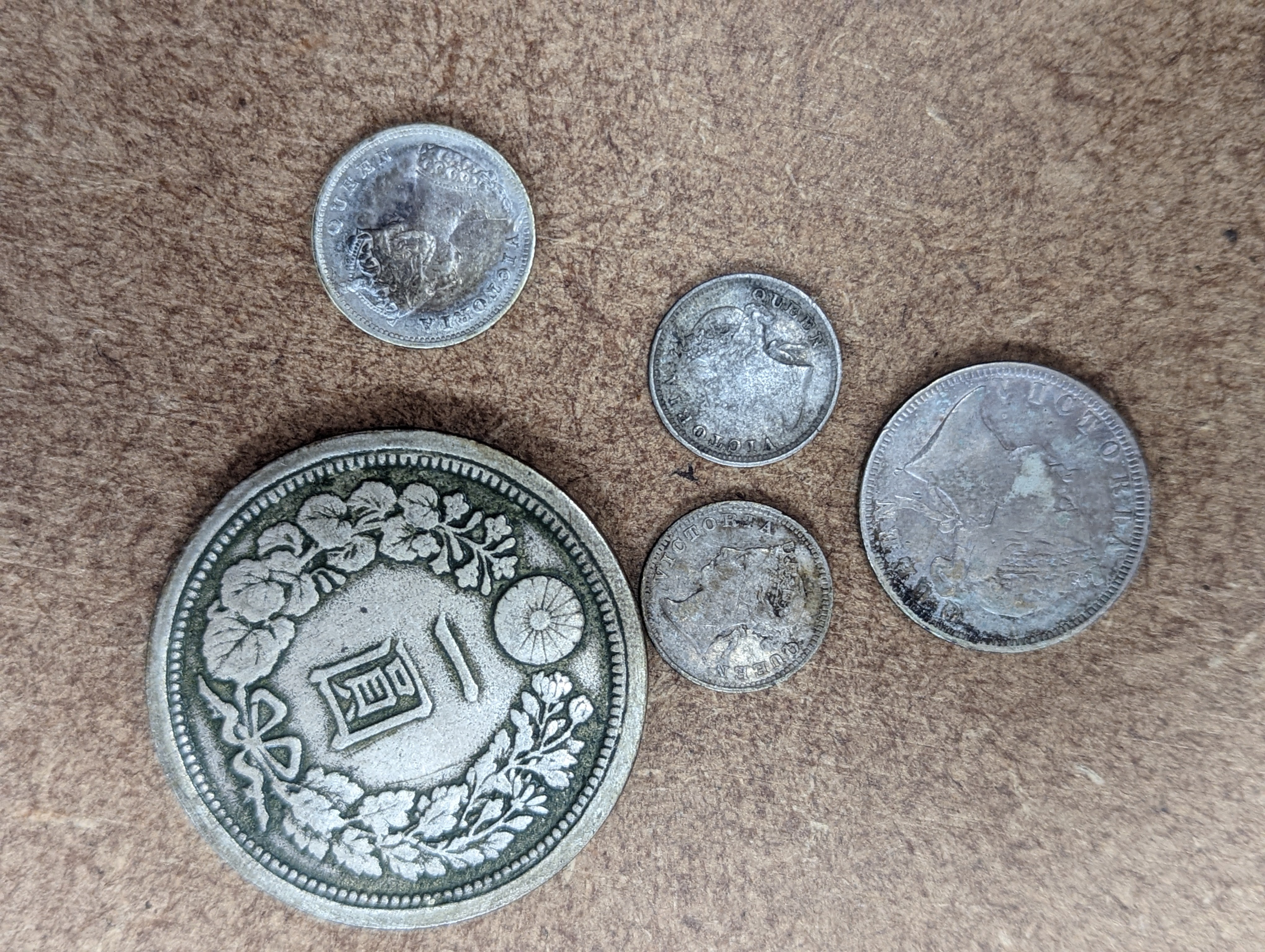 A group of Chinese coins